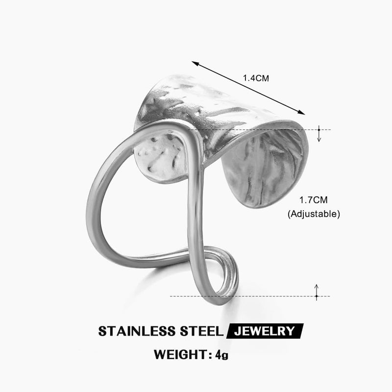 AiTURE Chunky Rings For Women, Gold Silver Thumb Ring Asymmetrical Wavy Curve Ring Adjustable Non Tarnish Dainty Stainless Steel New Year Anniversary Birthday Jewelry Gift - Image 4